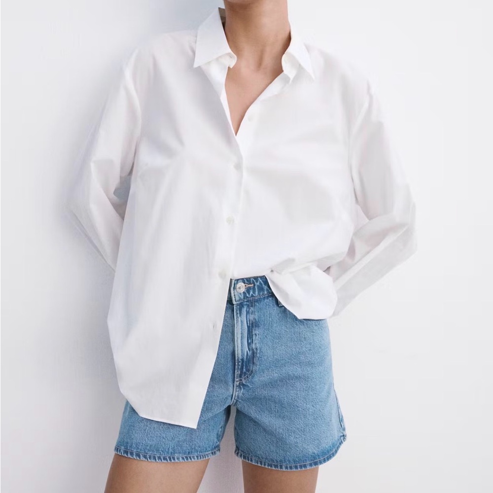 MANGO HIGH-RISE DENIM SHORTS Mid Blue US 8 EU 40